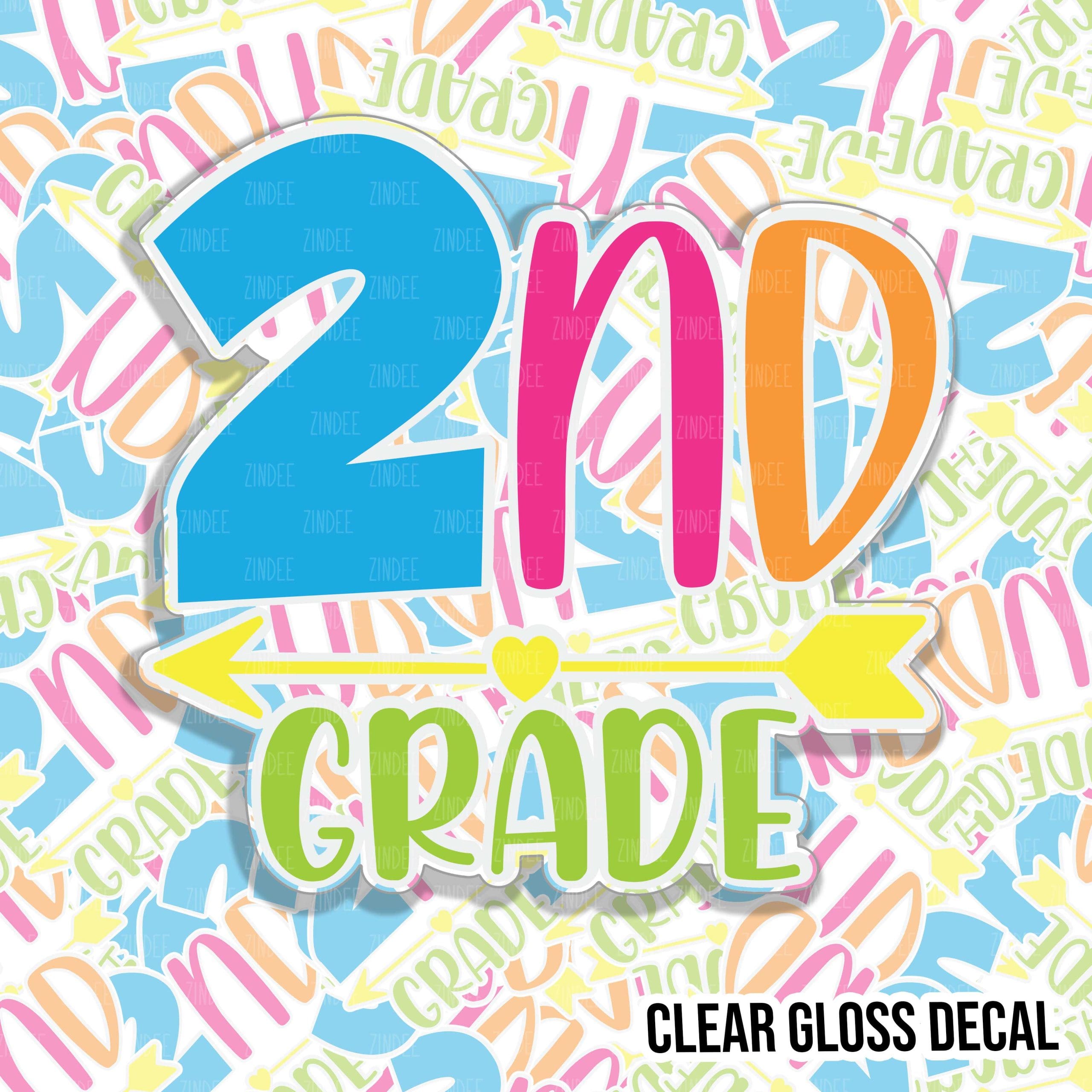 Second Grade kiss cut decal (2 inch) CLEAR GLOSS – Acrylic Blanks ...