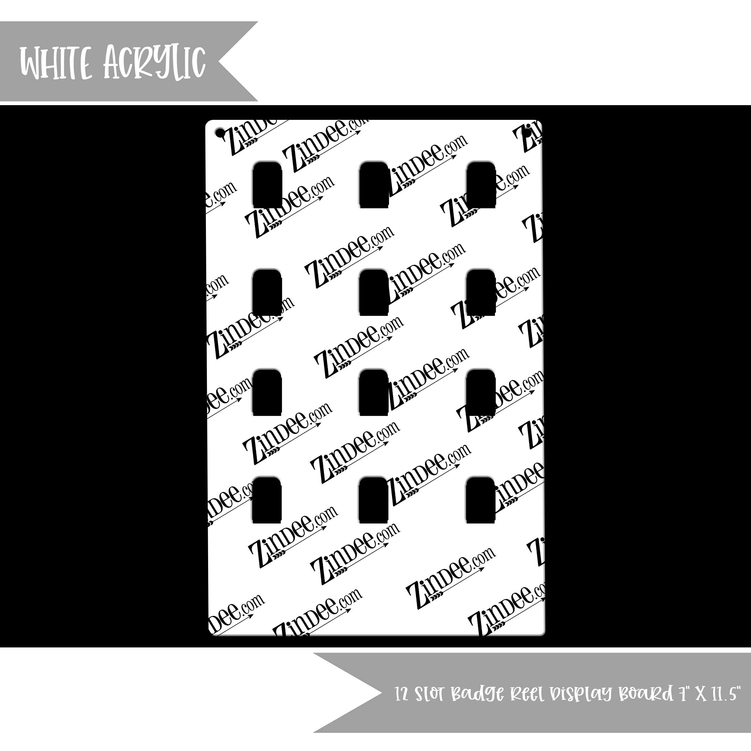 12 Slot Badge Reel Display Board (White Acrylic) –